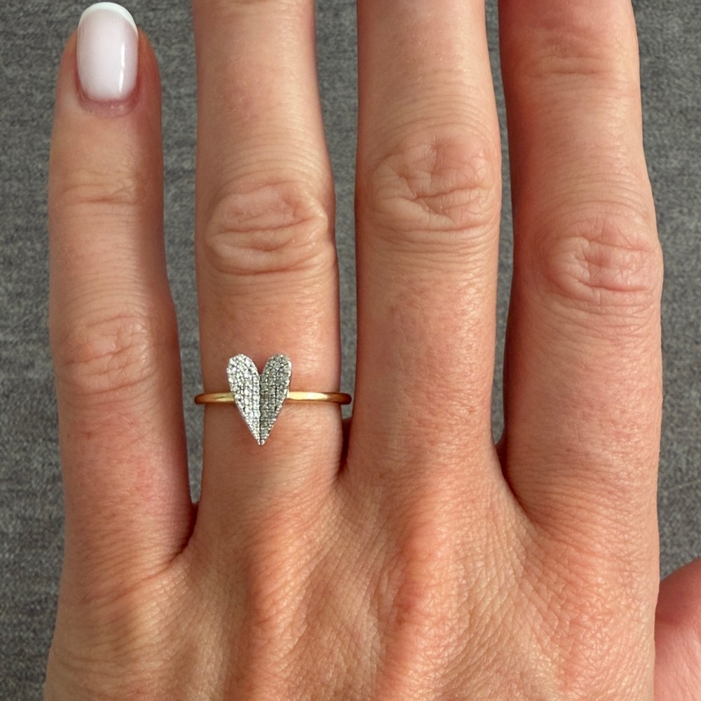 Ring Concierge yellow Gold and platinum Heart Ring with diamonds size 6